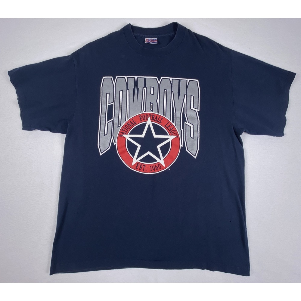 Vintage Dallas Cowboys NFL T-Shirt Trench Ultra Navy Blue XL Made in USA 90s Tee